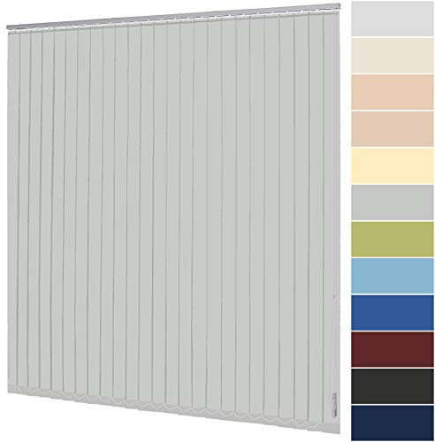 Lamellenvorhang nach Maß Vertikaljalousie 127 mm für Tür und Fenster viele Farben Maßanfertigung Jalousie Lamellen Rollo Wand- und Deckenmontage (Breite 200,1-220 cm x Höhe 180,1-200 cm, Hellgrau)