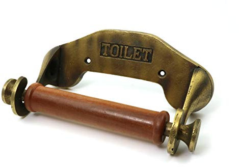 Oakcrafts - Victorian Style Toilet Roll Holder Antique Cast Iron (Brass Effect)