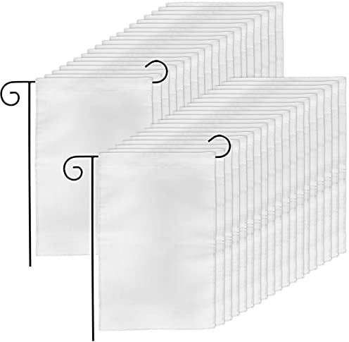 DEAYOU 36 Stück Blanko Gartenflaggen, 30 x 45 cm DIY Rasenflaggen, Polyester einfarbige Banner für Innen, Außen, Hof, Party, Zuhause, Schule Dekoration (weiß)