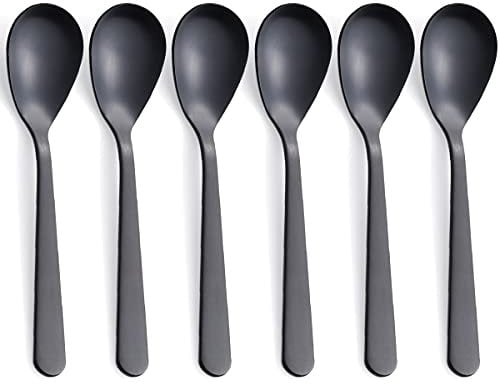 FULLYWARE Lot de 6 cuillères à café en acier inoxydable finition satinée Noir mat 11,9 cm