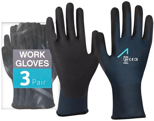 ACE Arbeitshandschuhe - 3 Paar Schutzhandschuhe für Handwerk & Garten - Handschuhe für die Arbeit - 07/S (3er Pack)