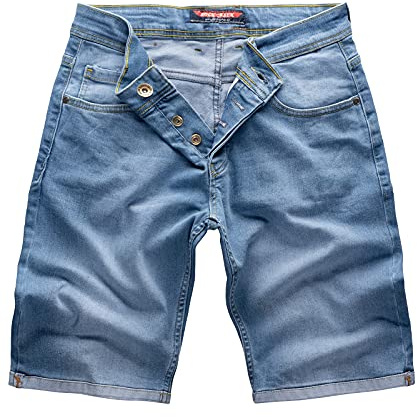 Rock Creek Herren Shorts Jeansshorts Denim Short Kurze Hose Herrenshorts Jeans Sommer Hose Stretch Bermuda Hose Blau RC-2201 Hellblau W40