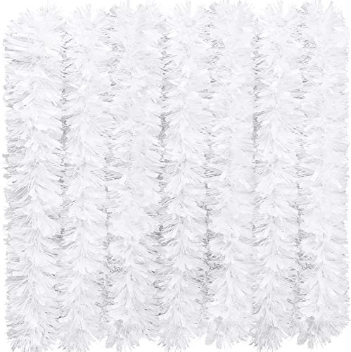 LATERN 10m Guirnalda De Oropel De Navidad, Color Blanco Metálico Brillante Grueso para Decoración del Árbol De Navidad