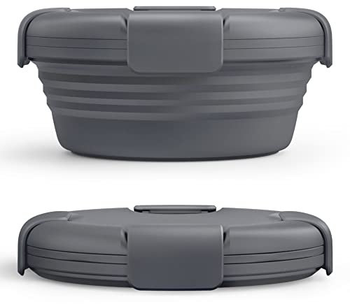 STOJO Faltbare Schüssel – Carbon, 1020 ml – wiederverwendbare Silikonschüssel für heiße und kalte Speisen – perfekt für Reisen, Mahlzeitenvorbereitung, Mittagessen zum Mitnehmen, Camping und Wandern