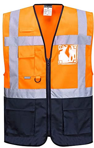 Portwest Unisex Warsaw Executive Warnschutzweste Arbeitsweste XXL Orange/Grau