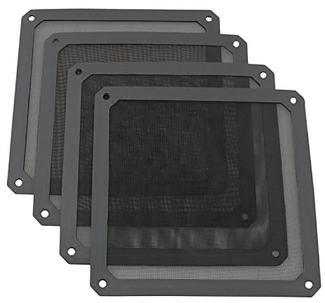 ZYAMY 4pcs 140mm PC Fan Dust Filter Magnetic Frame Computer Fan Grills Dust Mesh PC Cooler Filter Screen Dustproof Case Covers 14cm x 14cm, Black