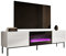 Mirjan24 Meuble TV avec cheminée électrique Slide 200 Meuble TV bas Ouverture sans poignée Cheminée électrique avec chauffage Flamme LED réaliste (blanc/blanc brillant Pieds : noir)