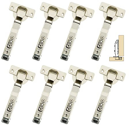 GEFONG 95 Grad Eckanschlag Soft Close Universelles Scharniere 35mm mit Stoßdämpfer Dämpfung Stummes Scharnier für Garderobe Kleiderschrank Tür Küchenschranktür Packung mit 8 Stück