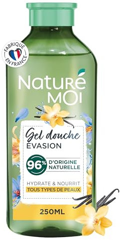 Naturé moi - Gel Douche Évasion - Tous Types de Peaux - Hydrate et Nourrit - Vanille de Polynésie Française et Fleur de Safran Bio - 96% d'Origine Naturelle - 250 ml - Fabriqué en France