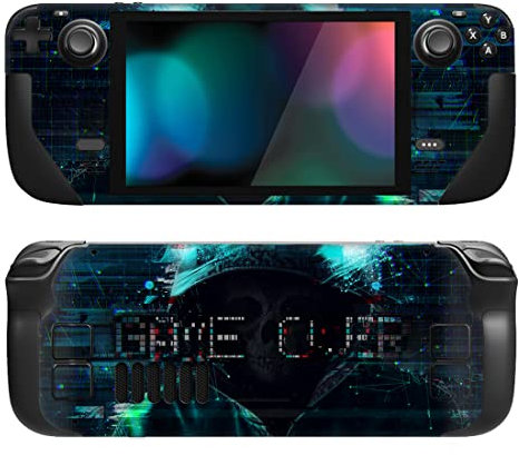 PlayVital Full Set Schutz Skin Decal für Steam Deck LCD, Custom Stickers Vinyl Decal Folie Faceplates Klebefolie für Steam Deck OLED Handheld Gaming PC-Game Over Hacker