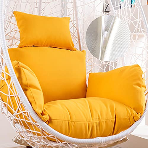 JORAsa Kissen für Egg Chair Swing, Outdoor-Hängesessel-Kissen, flauschig, wasserdicht, Ersatzbezug für Hängesessel-Kissen, Hängesessel-Kissen mit Kopfstütze und Armlehnen, Gelb
