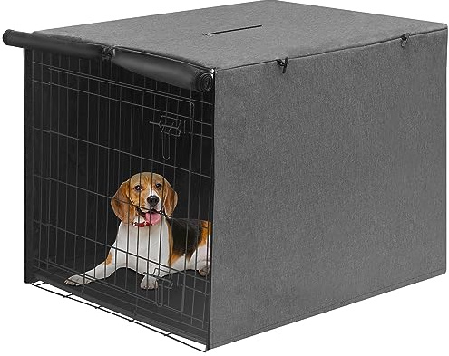 Deblue Hundekäfig-Abdeckung für 121,9 cm große Drahtkäfige, Robustes Polyester, universelle Passform für 1 2 Türen, Metallkäfig (grau)