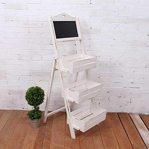 SWEGN Blumenregal-Leiter, 3-stöckig, aus Holz, für den Garten, Zuhause, Blumen, Balkon, Regal, Leiter, Display, freistehend, faltbar, Blumenregal, Geschirrständer, Blumenständer, Blau Huajia (Farb