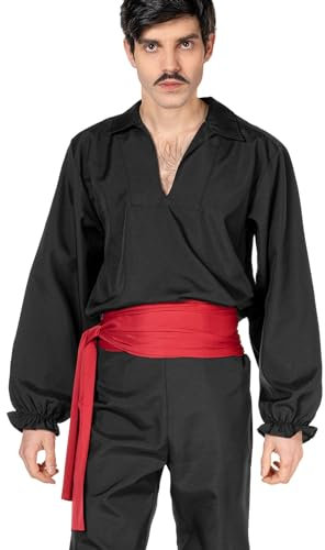 Zorro Schärpe - rote Bauchbinde - Kostüm-Zubehör des schwarzen Rächers für Karneval, Halloween & Motto-Party