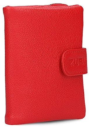 Zwei kleine Damen Geldbörse M.Wallet MW5 Portemonnaie aus weichem Kunstleder, Geldbeutel mit Druckknopf & Reißverschluss-Münzfach, 6 Kartenfächern, 4 Einsteckfächern, 1 Scheinfach (Cherry)