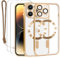 Lafunda Coque pour iPhone 14 Pro avec 2×Verre Trempé et Caméra Protecteur, Coque avec MagSafe Magnétique pour iPhone 14 Pro Film Protection D'écran Transparente Coque Aimantée Or