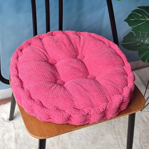 Sitzkissen Outdoor, 2er Set Stuhlkissen 45x45cm, Dicke Bodenkissen, Sitzpolster Outdoor für Bank und Gartenstuhl(Runde,Rosarot,45 x 45 cm)