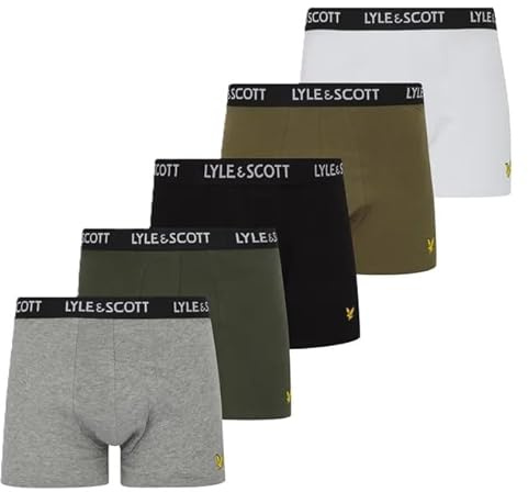 Lyle & Scott Men's Trunks Pack of 5 | Cotton | Elastic Waistband, XXL
