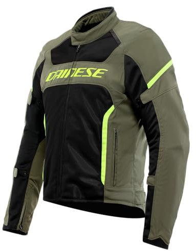 Dainese - Air Frame 3 Tex Jacket, Sommer-Motorradjacke mit herausnehmbarem, winddichtem Innenfutter, Mann, Armeegrün/Schwarz/Fluo Gelb, 46