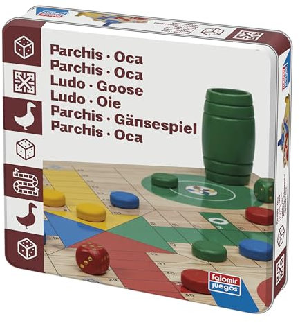 Falomir - Parchís | Juego de Azar y Estrategia | Caja de Lata | de 2 a 4 Jugadores (+ 6 años)
