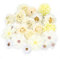 MWOOT 20 Pcs Artificial Flower Heads, Small Faux Flowers for Crafts, Fake Rose Peony Cherry Flowers Heads for DIY Wreath Cake Wedding Bouquet Party Home Garden Decoration (White Yellow)