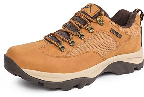 CC-Los Wanderschuhe Herren Wasserdicht Wanderhalbschuhe rutschfest Trekkingschuhe für alle Wetterbedingungen Outdoor Gelb Größe 45 EU