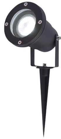HOFTRONIC - Syndey XL LED Gartenstrahler mit Erdspieß für außen - GU10 6500K Tageslichtweiß - 4 Watt 345 Lumen Dimmbar - Schwarz aluminium | Profi Led Strahler für Außen Garten Rasen Baum Wiese