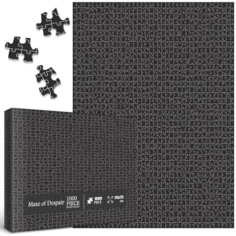 Impossible Mystic Maze Puzzles for Adults 1000 Pieces, Difficult Black and White Jigsaw Puzzles, Hard Challenging Crazy Line Puzzle