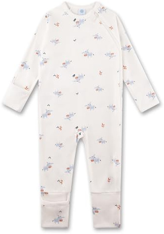 Sanetta Baby-Strampler off-white Esel | Praktischer und bequemer Strampler aus Bio-Baumwolle für Jungen. Baby Overall