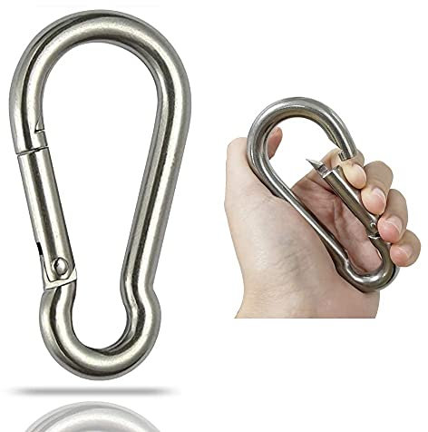 2 Pcs Large Stainless Steel Spring Snap Hook Carabiner, Heavy Duty Carabiner Clip for Outdoor