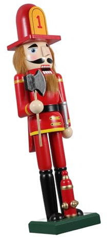 Ciieeo Décorations De Noël Uniques Casse-Noisette 38 Cm De Haut Pompier Casse-Noisette Soldat Fait À La Main en Bois Noël