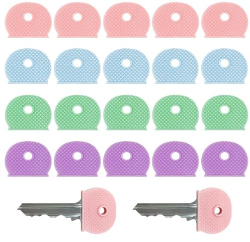 Tastenkappen Etiketten Set 20 Stück Tastenkappen Abdeckungen Kunststoff Tasten Identifizierungsetiketten-Abdeckungen halbrunde Silikon-Abdeckungen für Büro Zuhause Wohnung