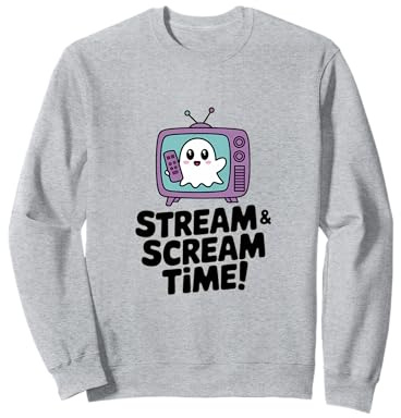 Kawaii 'Stream & Scream Time!' Cute TV Ghost Design Sweatshirt
