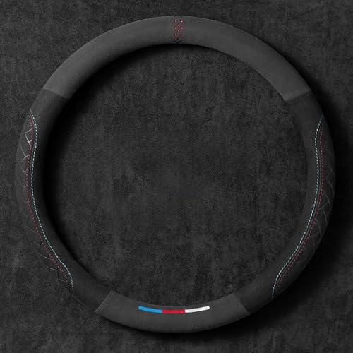 LJLBFB Lenkradbezug für Audi Q2 Q3 Q4 Etron Q5 Q7 Q8 8U, Mikrofaser-Wildleder Steering Wheel Cover Lenkradschutz Auto Lenkradbezug Dünn Universeller Durchmesser 38 cm,D/O-2