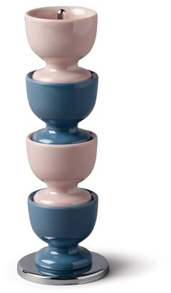 Zeal Stack and Store Egg Cups/Holders, Set of 4 with Chrome Storage and Carry Stand, Melamine, Provence Mix