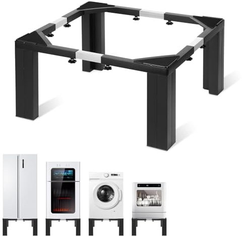 Ollewiellan waschmaschinen untergestell, 50-80cm Verstellbare Rostfreier Waschmaschine Untergestell,Untergestell für waschmaschine,Waschmaschine untergestell mit Einstellen der Skala,Schwarz