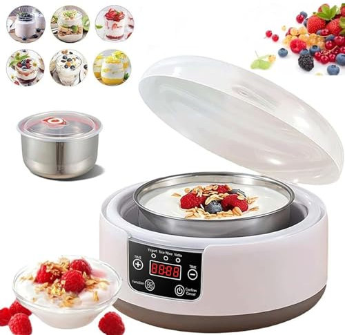 CEWIFO 2 in 1 Yogurtiera con Vasetti di Vetro | Capacità 1.2L | Funzione Probiotica | Temperatura Regolabile | Facile da Usare | Ideale per Yogurt Fatto in Casa (senza vasetti)