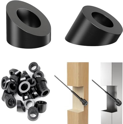 Toscoco 30 Pack 5/16 Black Angle Beveled Washers – 30 Degree T316 Stainless Steel Cable Railing Hardware for 1/8 Invisible Cable Railing Kit – Stair End Fittings for Wood & Metal Posts