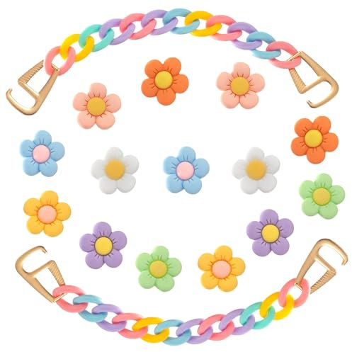 UNOZAVER Blumen Crocs Charms, Mädchen Schuhanhänger, DIY Schuhschmuck für Clog Sandalen, 16 Stück Crocs Anstecker