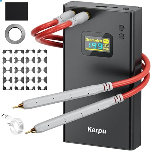 Punktschweißgerät, Kerpu 12000mAh Akku-Punktschweißgerät, 2 Zoll LCD-Bildschirm, verbessertes, verstellbares tragbares Mini-Punktschweißgerät mit 199 Gängen (Grau)