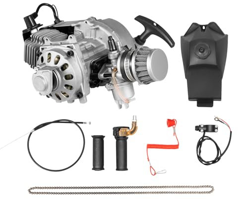 LKHDONG 49ccm Dirtbike Motor 2-Takt 50ccm Pocket Bike Cross Motor mit Vergaser Seilzugstart, ATV Quad Mini Motoren 3 PS