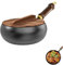 Chinese Handmade Cast Iron Wok, Iron Pan with Lid and Wooden Handle,Hand Forged Non-Stick Pan, 24 cm/28 cm Diameter, Traditional Method, No Coating for Stoves and Induction Hobs ﻿ ﻿ ﻿ (24cm)