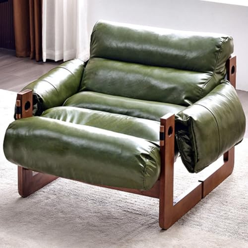 GAOBINGB Lounge-Sofa, bequemer Einzelsessel, Retro-Freizeitsessel, Akzentstuhl aus Kunstleder, moderner Sessel, bequemer gepolsterter Sessel-Lesesitz für Wohnzimmer, Schlafzimmer, Boden, Grün