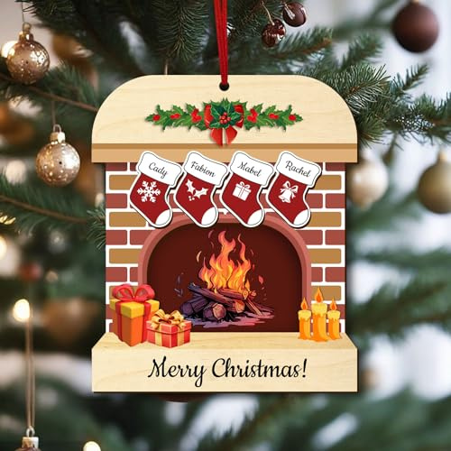 Individueller Weihnachtsbaumschmuck mit Familiennamen, 2025 personalisierte Weihnachtsdekorationen, 3D-Weihnachtsbaumschmuck aus Holz, Familie