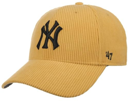 '47 Brand Yankees Thick Cord MVP Cap Basecap Baseballcap Curved Brim Strapback Cordcap NY New York Damen/Herren - Metallschnalle, mit Schirm Herbst Sommer