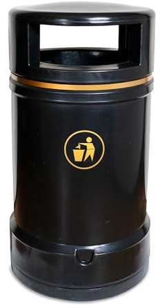 Cocus Large 120L Outdoor Litter Bin – Heavy Duty Street Waste Bin, Playground & School Rubbish Bin for Public Spaces (Black)