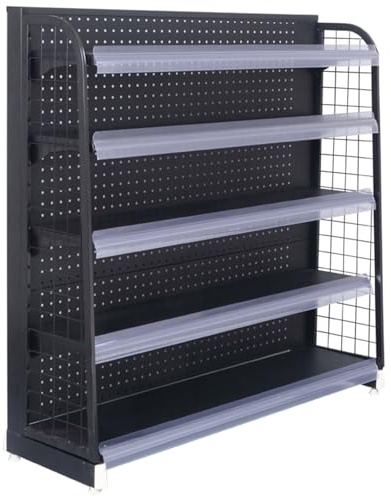 WIGING 5-lagiges Regalsystem Für Den Einzelhandel, Standregal Gewerblich Supermarktregal, Hochleistungsregale Lagerregale Für Den Einzelhandel Lebensmittel Bürobedarf(Black,80x30x100cm)