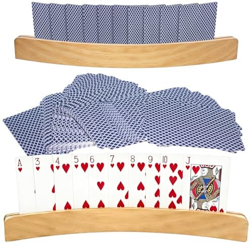 pangutheos Kartenhalter Kinder Set, 2 Stück, 33cm | Robustes, geschwungenes Design, Für Senioren geeignet, Für Brettspielfans geeignet, Spielkartenhalter