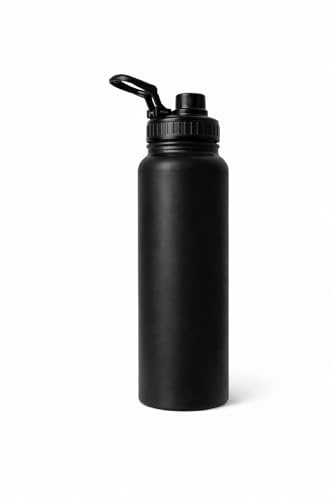 AuroraBloom Crafts Sport Bottle – 1000ml Stainless Steel Insulated Water Bottle with Leak-Proof Lid, Tea Infuser & Wide Mouth (BPA-Free, Black)