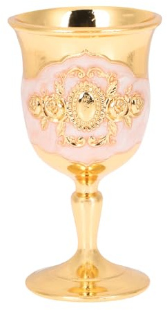 Milisten Gobelet à Vin en Alliage de Zinc Vintage Gravé Fleur, Coupe à Vin Blanc Métal 150 Ml, Verre à Liqueur Rétro pour Fête et Décoration Intérieure
